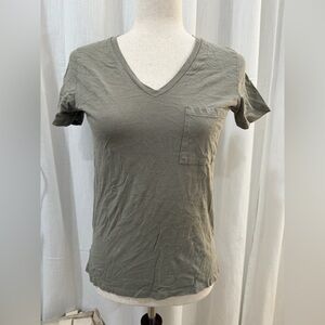 Green V neck T-shirt